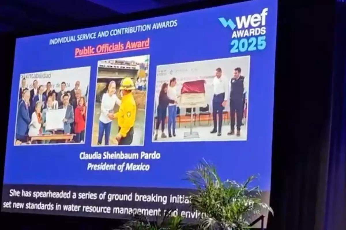 Claudia Sheinbaum recibe premio internacional por su liderazgo en proyectos de agua sostenible