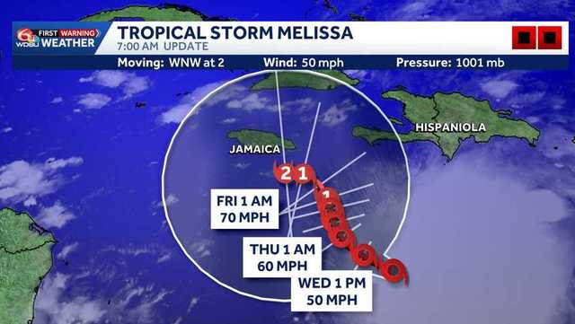 Tropical Storm Melissa expected to become a hurricane