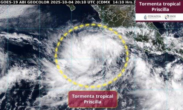 Tormenta tropical Priscilla se forma en costas del Pacífico con lluvias intensas