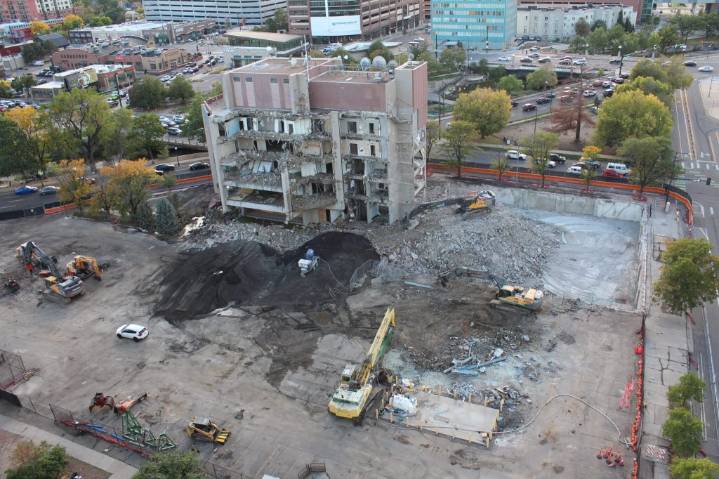 Former Denver7 building demolition nearly complete