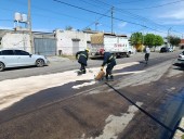 Tras un choque un camión derramó gasoil en Mariano Moreno