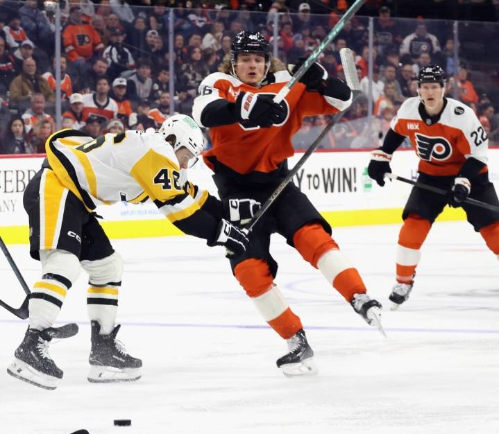 Flyers’ Trevor Zegras praised for coming to Tyson Foerster’s rescue against bitter rival