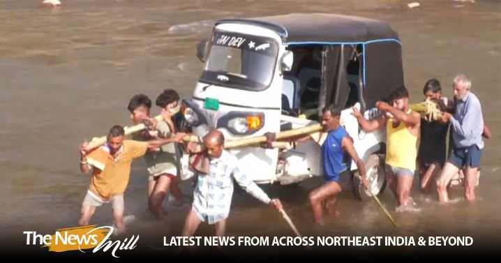 J-K: Locals carry auto rickshaw on shoulders after key bridge washed away in Udhampur’s village