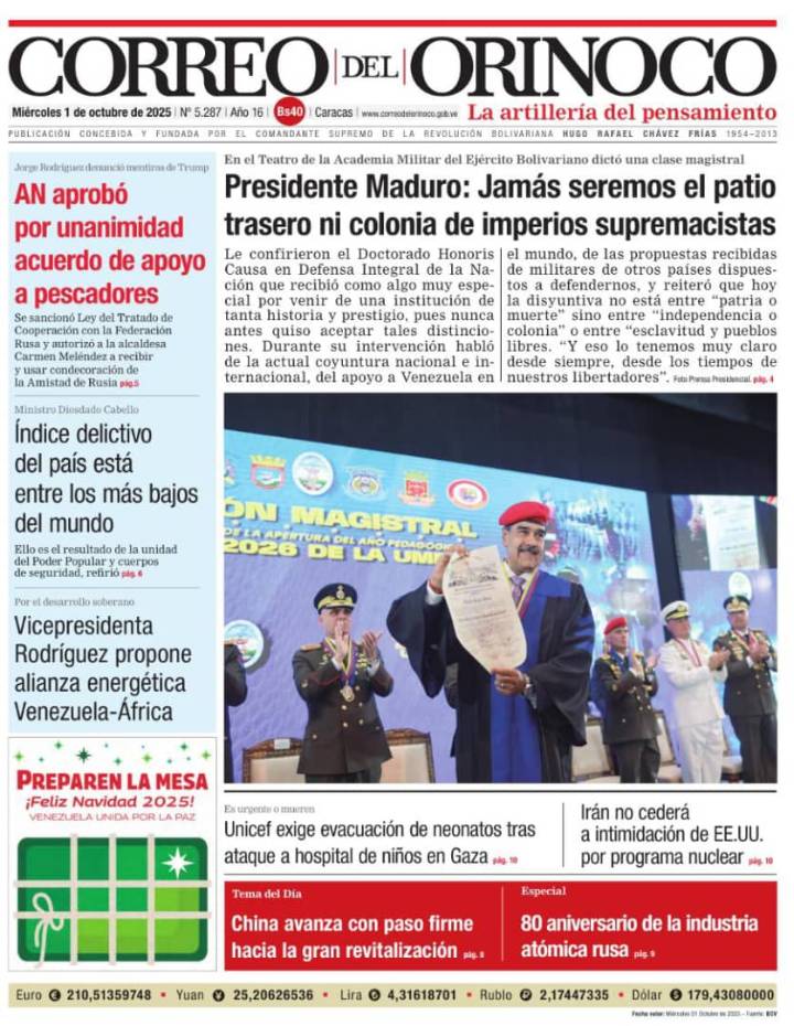 Edición Impresa Correo del Orinoco N° 5.287
