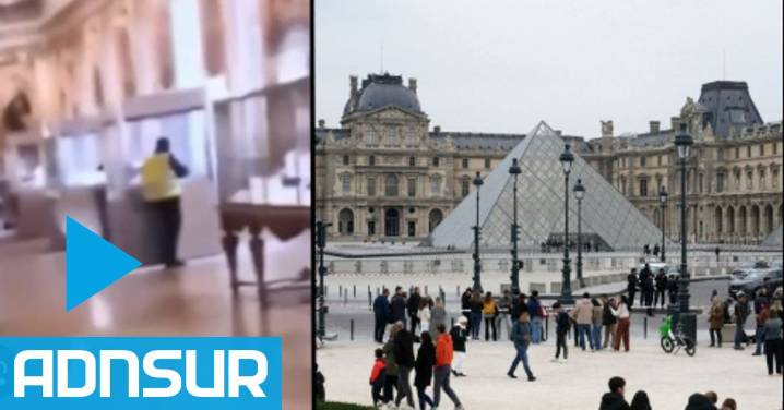 19:44 Un turista filmó el momento en que uno de los ladrones del Louvre rompía la vitrina para sacar las joyas