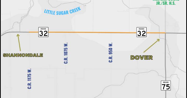 Boone County road construction on State Road 32