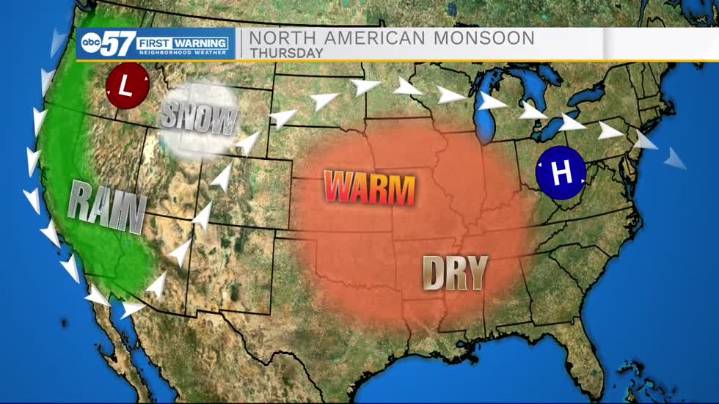 Rainy out West and dry in Midwest-