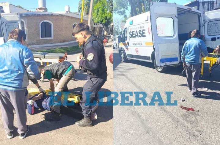 Fuerte choque de motos terminó con dos adultos mayores hospitalizados