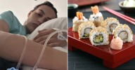 Joven lucha contra enfermedad mortal y parálisis facial tras comer sushi