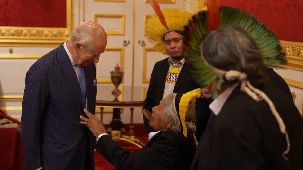 Elderly Indigenous leader from Brazil thanks King Charles for supporting defence of Amazon
