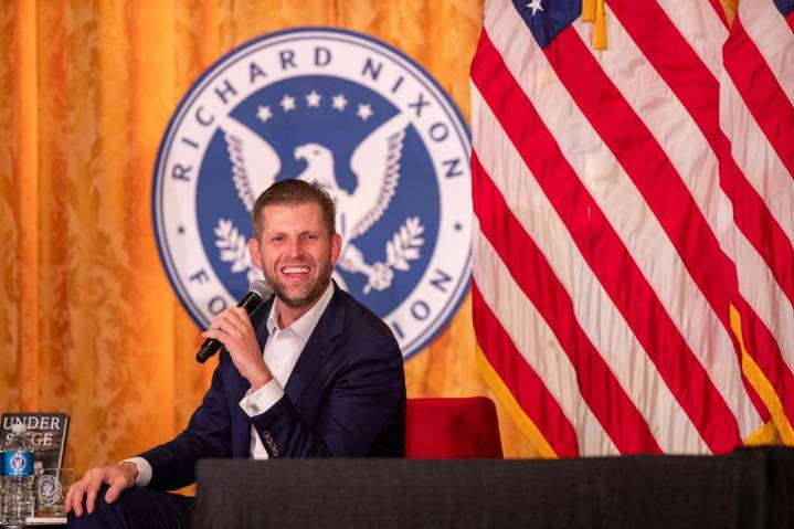 Eric Trump, at the Nixon Library, talks culture wars and his father’s presidency