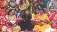 Delhi CM Rekha Gupta dances with other women after participating in Karwa Chauth
