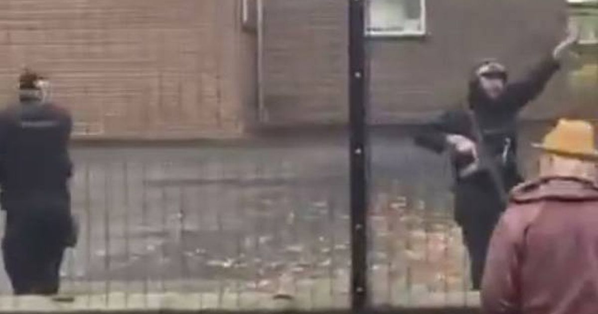 Moment Manchester synagogue attack suspect shot by armed cops