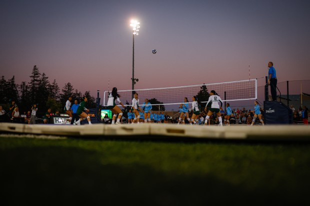 Harker, Branham make history with ‘Battle on the Turf’ volleyball match held on San Jose school’s football field