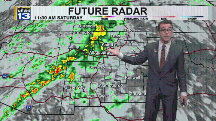 West New Mexico rain but briefly warm & drier elsewhere