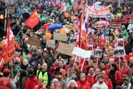 Tens of thousands march in Brussels against austerity plans