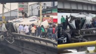 Caos en la México-Querétaro, ahora por volcadura de tráiler en carriles laterales