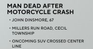 Man dies following motorcycle crash in Cecil Township