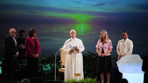 Pope takes aim at climate skeptics, embraces Francis' legacy