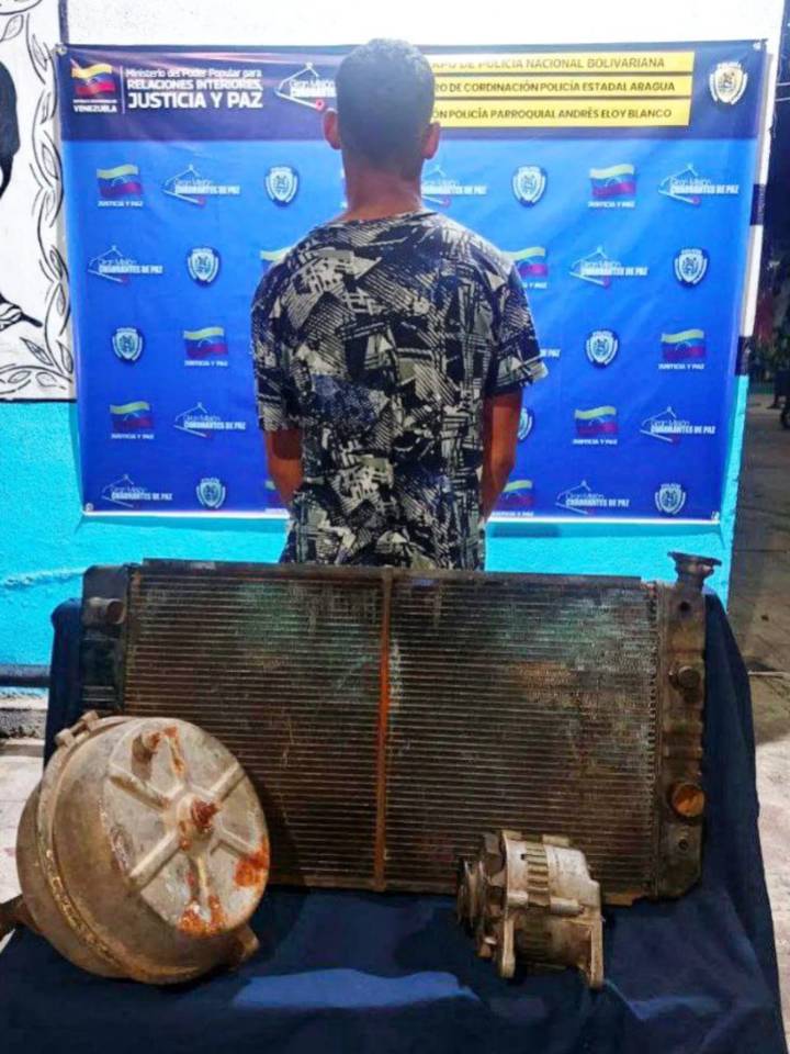 Apresado joven por hurto de autopartes en Maracay