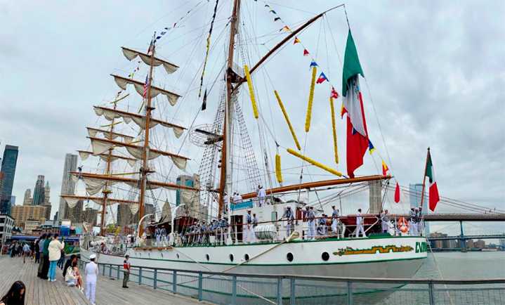 Regresa a México el Buque Escuela Cuauhtémoc tras accidente en NY