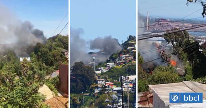 Incendio en vivienda de Talcahuano se expande hasta cerro Buena Vista