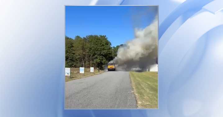Children okay after bus catches fire in Wayne County, county says :: WRAL.com