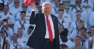Trump doesn't let shutdown interfere with celebrating Navy's 250th anniversary at rally