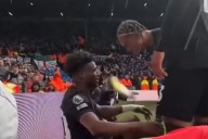 Footage shows frightening moment Tottenham star almost hit by bottle in goal celebration