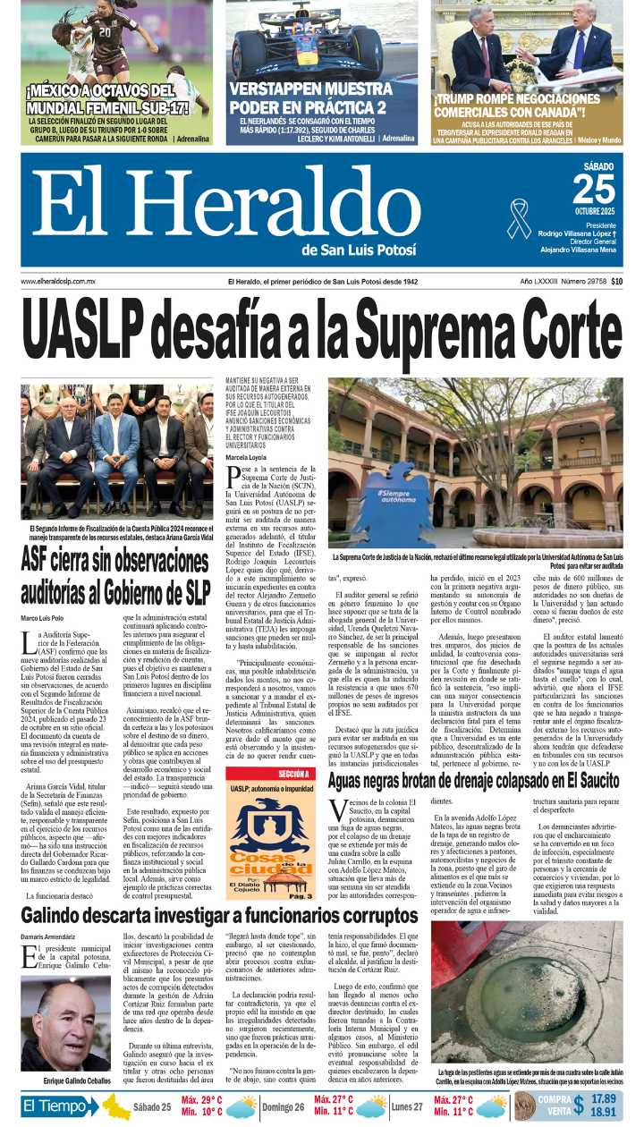 Edición impresa 25 de octubre de 2025
