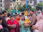 Sh. Amit Kumar, IAS, Commissioner, Municipal Corporation Chandigarh during Chhat puja celebration at Indra Colony, Manimajra today early morning