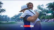 Tommy Fleetwood celebrates with son Frankie after victory at World India Championship