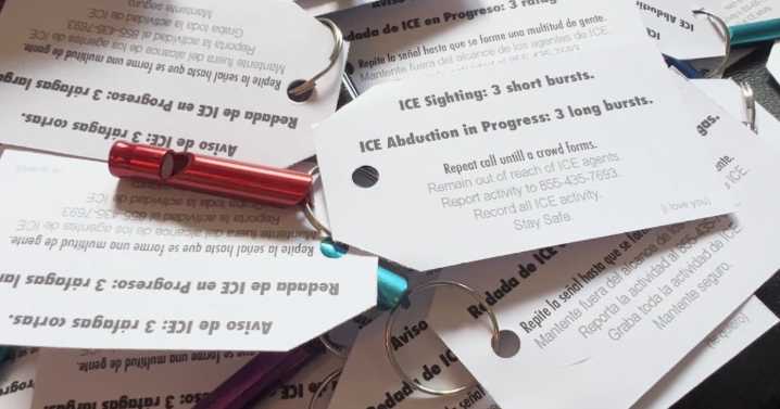 Whistles become a symbol of resistance to immigration raids in Chicago