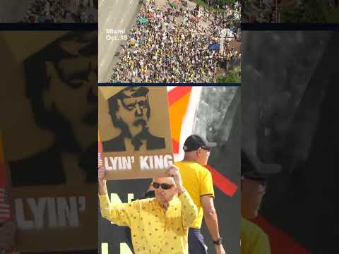 Crowds gather for 'No Kings' protest in Miami