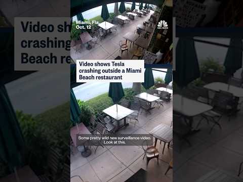 Video shows Tesla crashing outside a Miami Beach restaurant