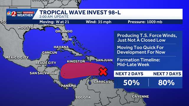 Invest 98-L could strengthen to tropical depression this week