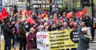 Striking TfGM staff stop traffic in Manchester city centre in ongoing pay row