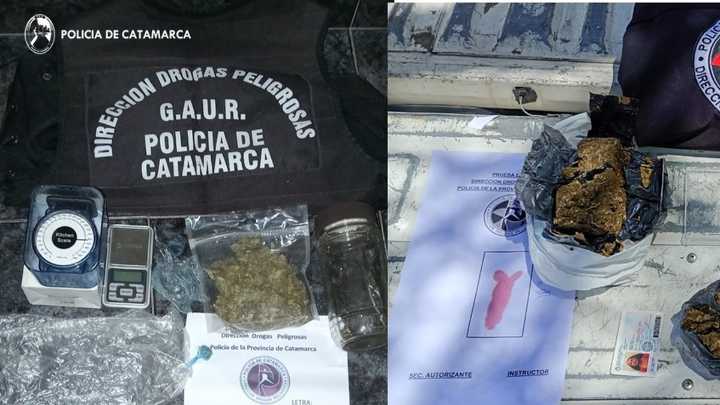 Policías secuestraron droga en Santa María y Belén