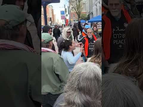 Wild Scene Outside Fetterman’s Philly Office When Counter-Protester Interrupts Peace Vigil #shorts