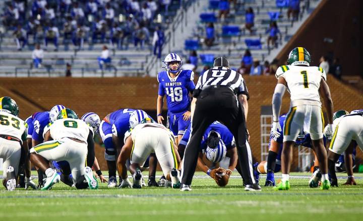 Big leg, bigger presence: Hampton U’s 6-foot-6 kicker finding his rhythm