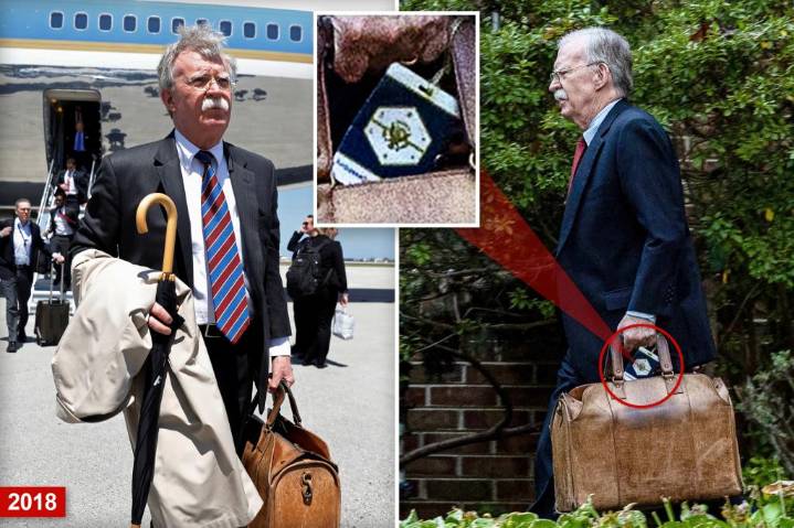 John Bolton spotted still using White House bag tag as he surrenders in classified documents case