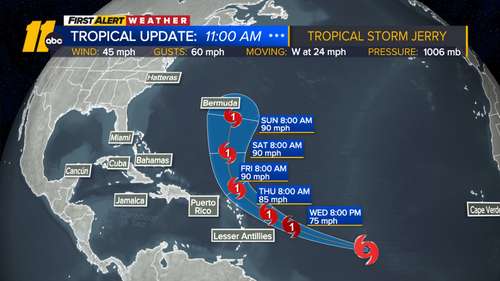 Tropical Storm Jerry expected to become hurricane; no impact to US