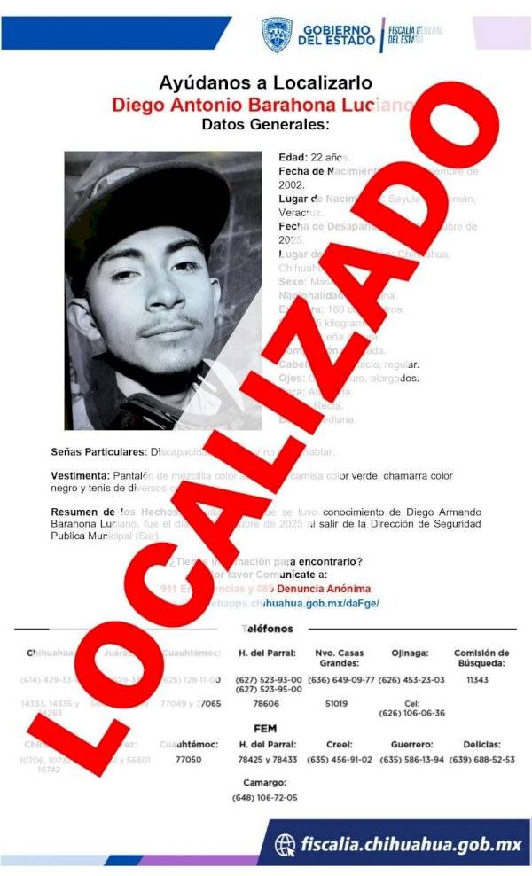 Hallan a joven desaparecido al salir de comandancia