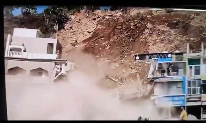 Landslide Damages Several Commercial Structures in Udhampur