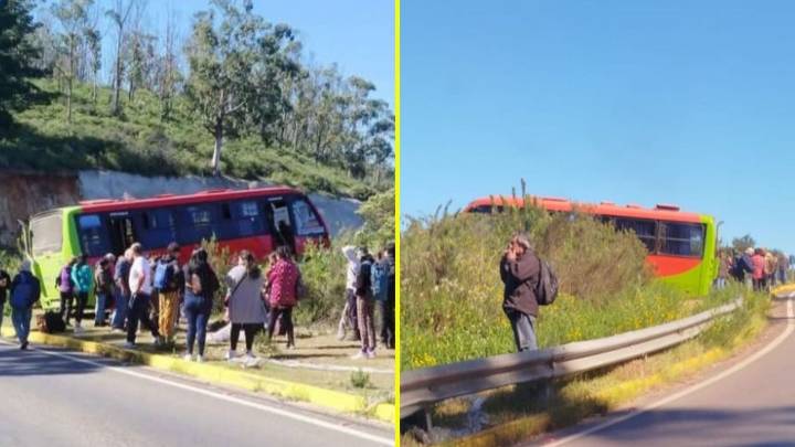 Conductor evita tragedia tras perder control de una micro en Valparaíso: Bus quedó solo a metros de un barranco