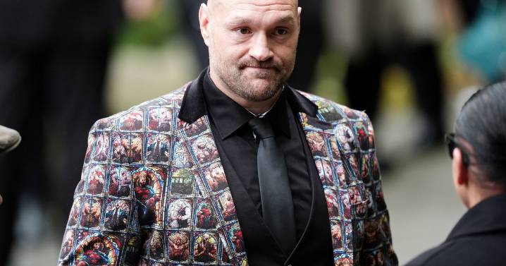 Tyson Fury arrives at Ricky Hatton's funeral wearing a suit printed with pictures of himself