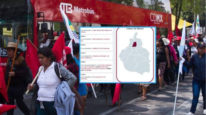 Marchas y bloqueos que afectarán HOY jueves 16 de octubre en CDMX