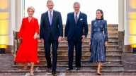 Queen Letizia in Armani, Queen Mathilde in Dior for Europalia España