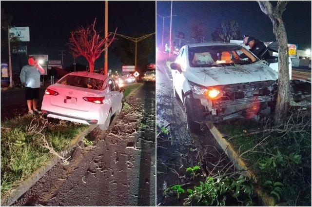 Sexagenaria choca contra árbol en Boulevard a Zacatecas