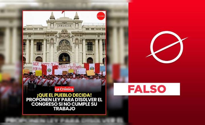 Es falso que exista un proyecto de ley que permita a los ciudadanos peruanos solicitar al presidente la disolución del Congreso